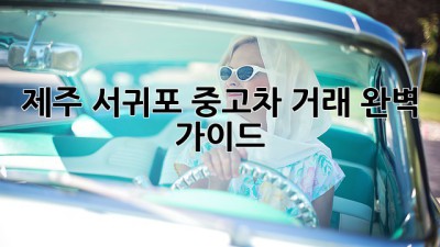 제주 서귀포 중고차 거래 완벽 가이드