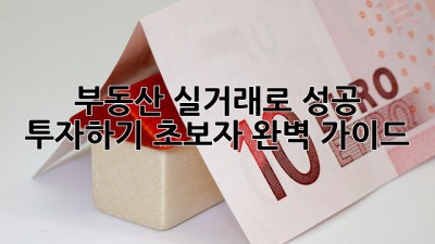 부동산 실거래로 성공 투자하기: 초보자 완벽 가이드